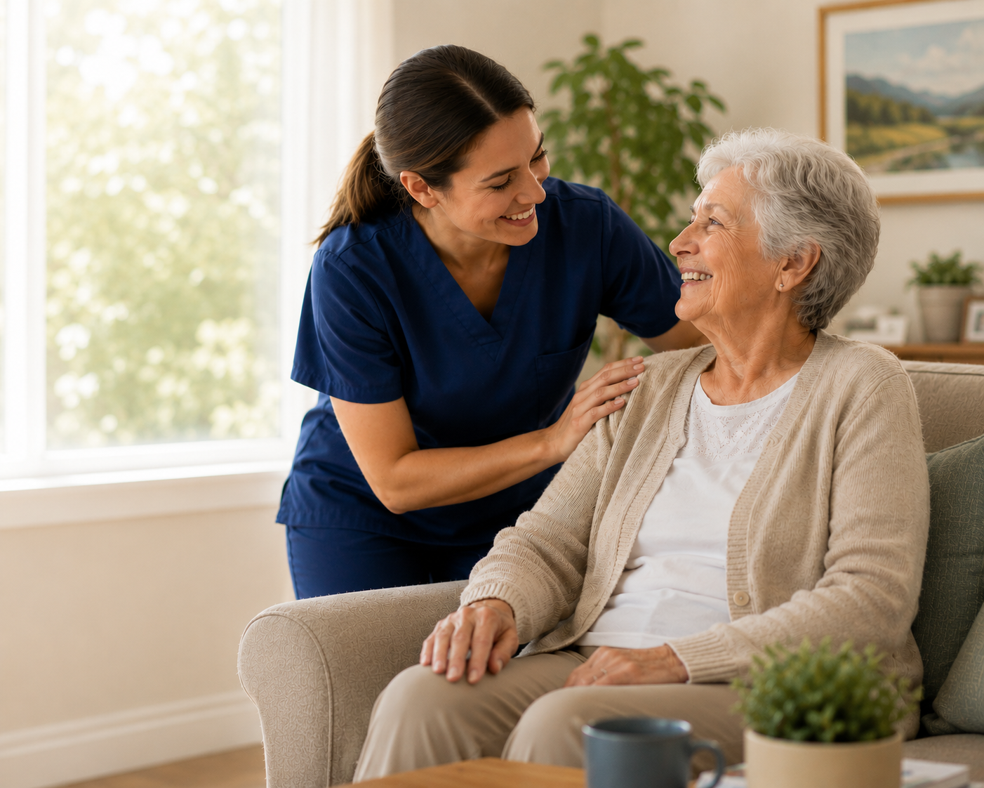 Caregiver helping senior at home
